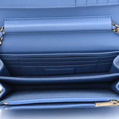 Chanel Lambskin Quilted Mini Wallet On Chain WOC Light Blue 4 of 5