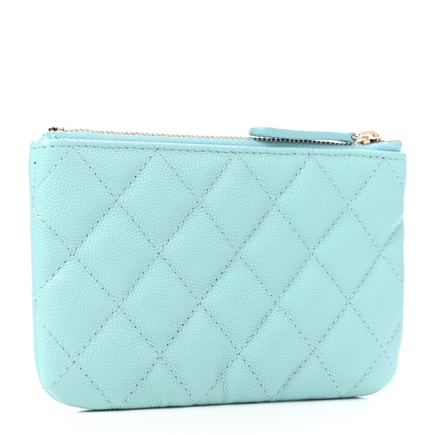 Caviar Quilted Small Cosmetic Case Light Blue