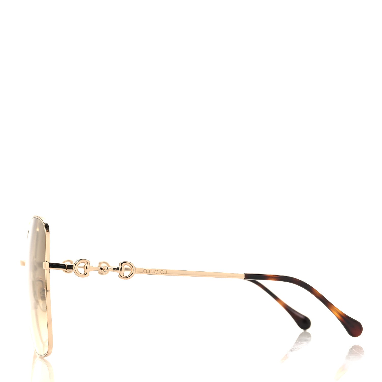 Gucci Metal Horsebit Square Frame Sunglasses GG0879S Gold 3 of 8