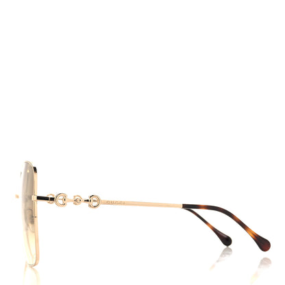 Gucci Metal Horsebit Square Frame Sunglasses GG0879S Gold 3 of 8