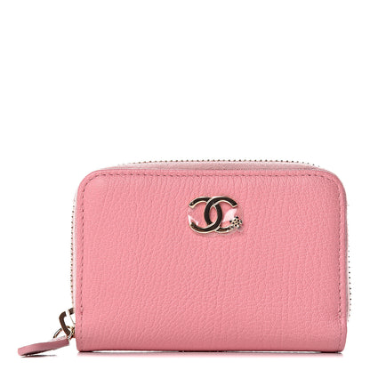 Chanel Goatskin Camellia Zip Coin Purse Pink 1 of 11