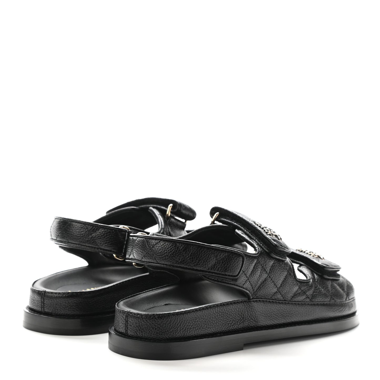 Grained Calfskin Velcro Dad Sandals 36.5 Black