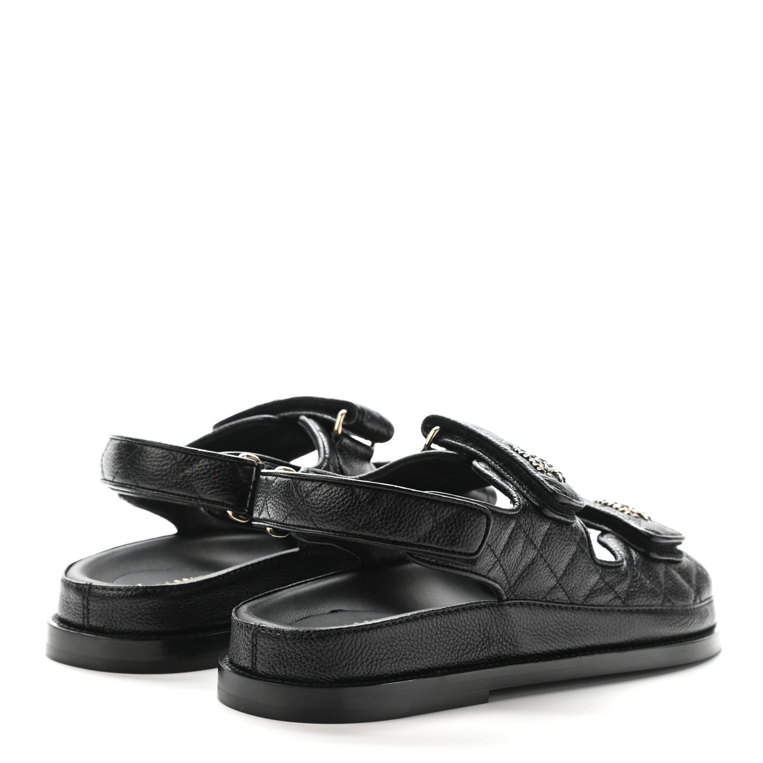 Chanel Grained Calfskin Velcro Dad Sandals 36.5 Black 4 of 8