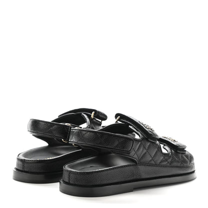 Chanel Grained Calfskin Velcro Dad Sandals 36.5 Black 4 of 8