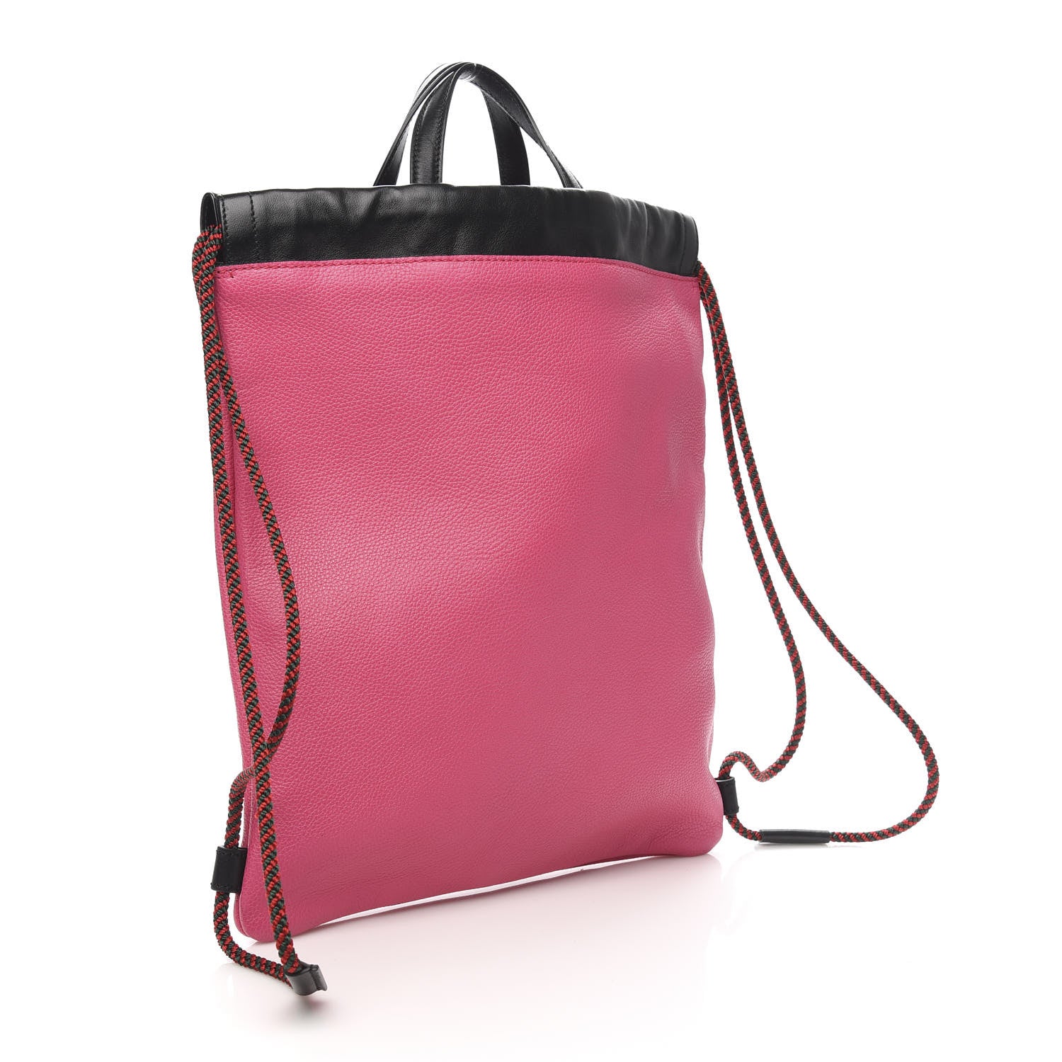 Gucci Grained Calfskin Logo Drawstring Backpack Box Pink Green Black 3 of 10