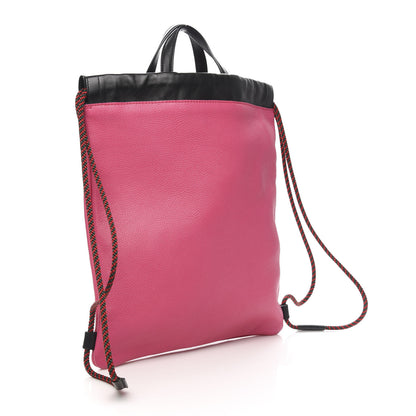 Gucci Grained Calfskin Logo Drawstring Backpack Box Pink Green Black 3 of 10