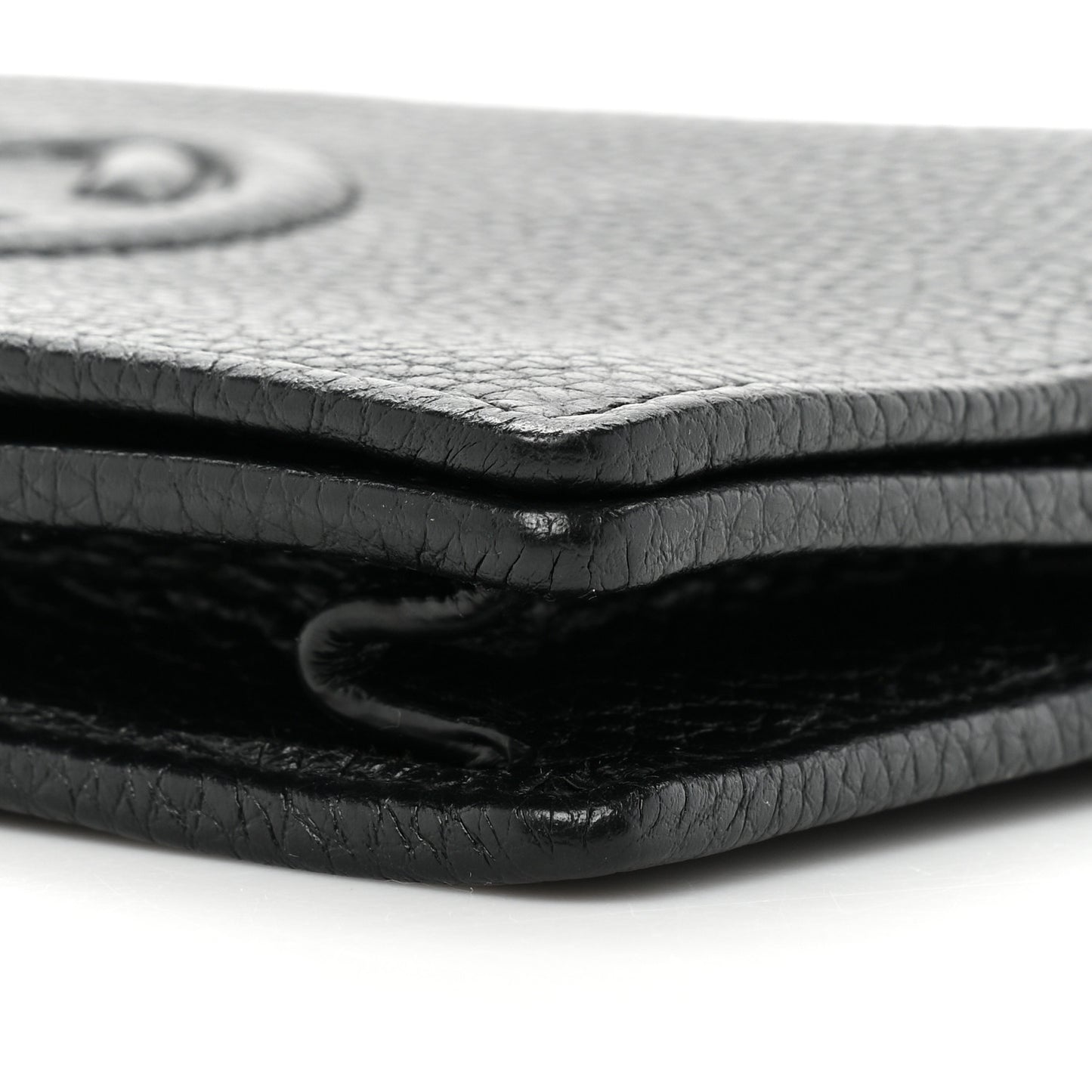 Pebbled Calfskin Soho Wallet On Chain Black