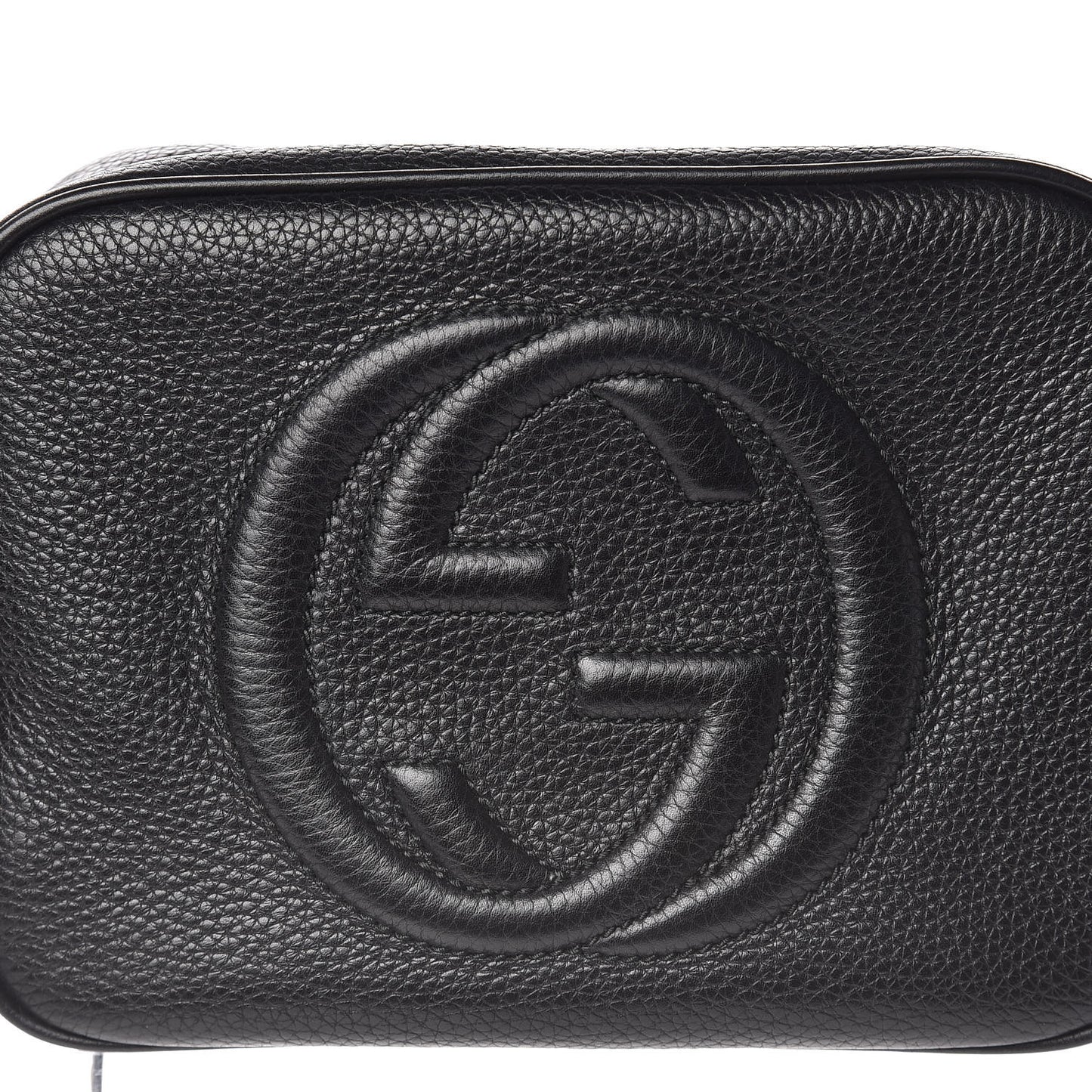Pebbled Calfskin Small Soho Disco Bag Black