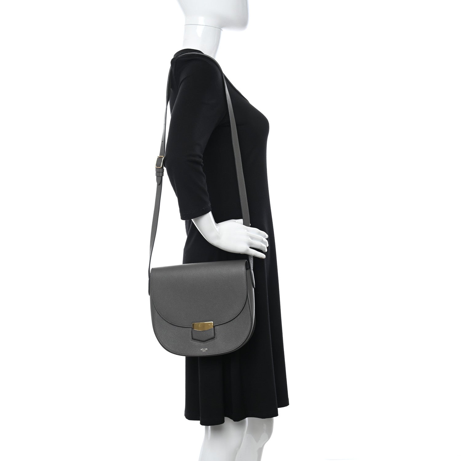 Celine Grained Calfskin Medium Trotteur Grey 2 of 11