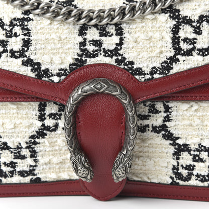Gucci Tweed GG Monogram Small Dionysus Shoulder Bag White Black Romantic Cherry 10 of 10