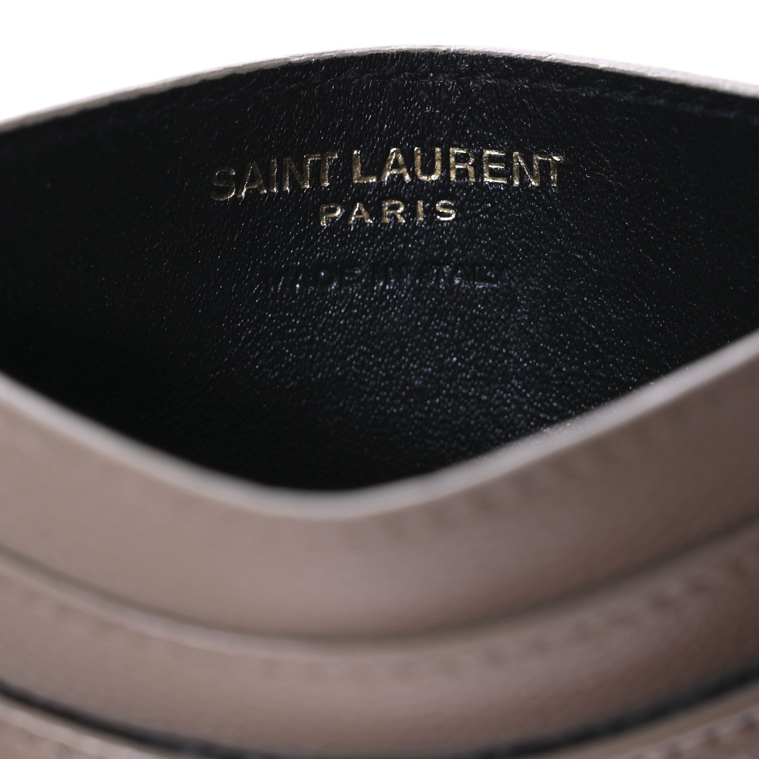 Saint Laurent Grain De Poudre Matelasse Chevron Monogram Credit Card Case Dark Beige 5 of 7