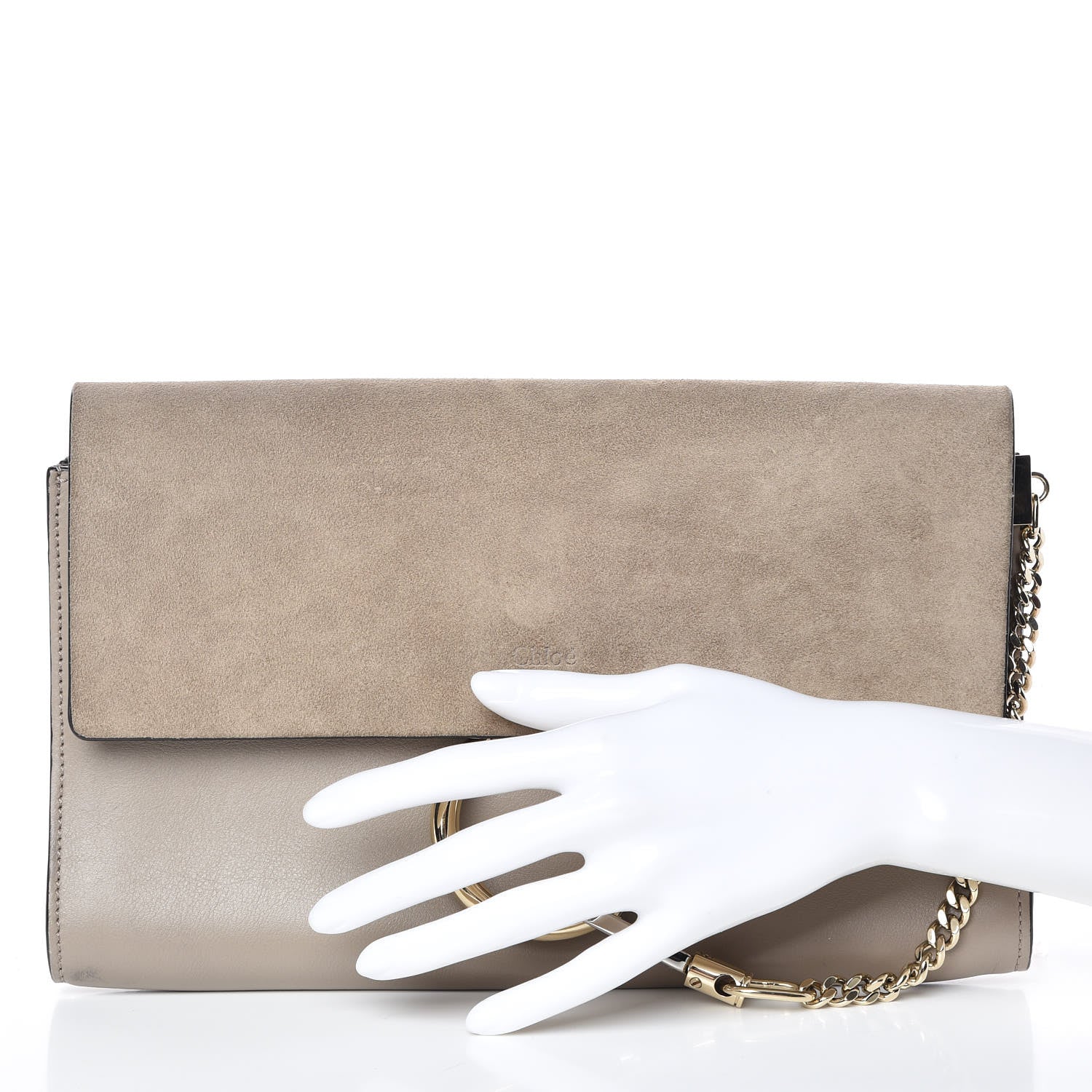 Chloe Suede Calfskin Faye Clutch Motty Grey 2 of 11