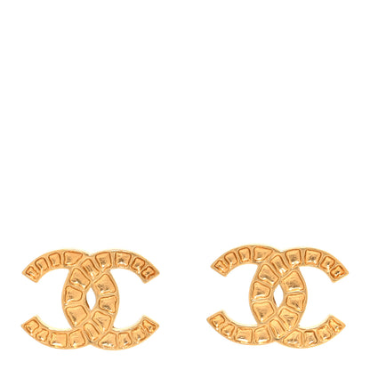 Chanel Metal Textured CC Earrings Gold 1 of 4