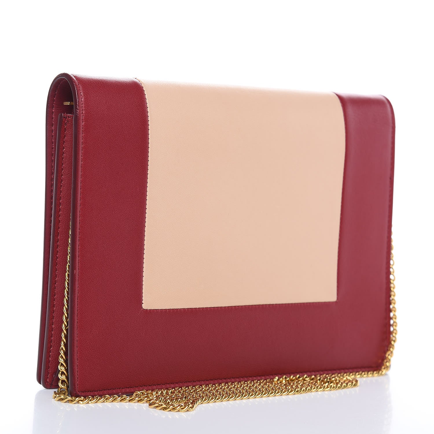 Celine Smooth Lambskin Frame Evening Chain Clutch Ruby Nude 3 of 13