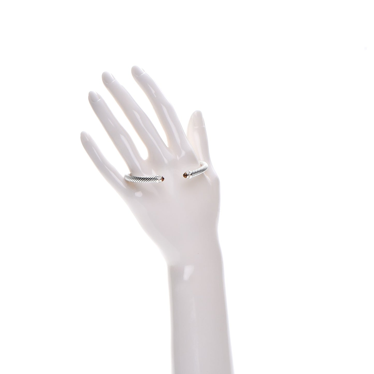 Sterling Silver Diamond Citrine 5mm Cable Classics Bracelet