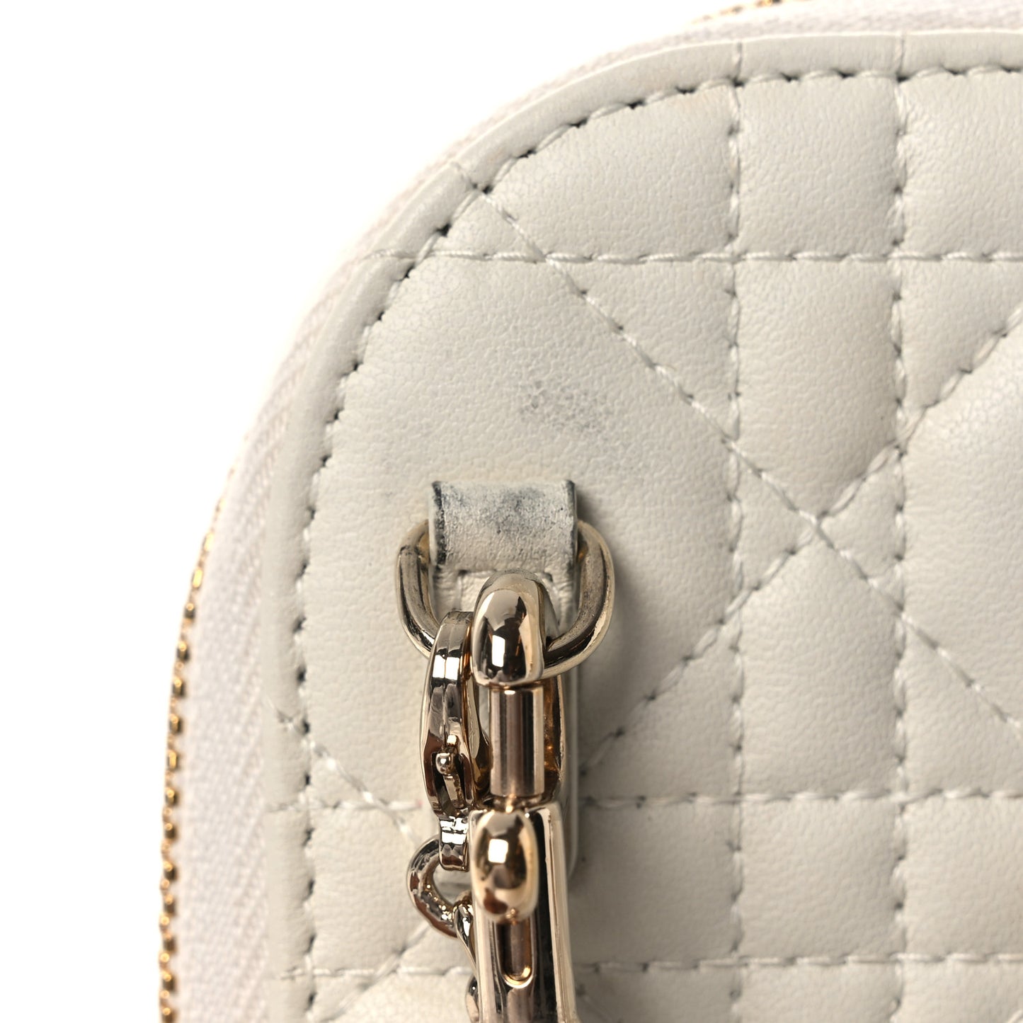 Lambskin Cannage Lady Dior Phone Holder Latte