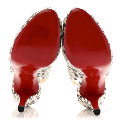 Christian Louboutin Satin Mosaique No Prive 120 Pumps 37.5 Silver Black White 6 of 12