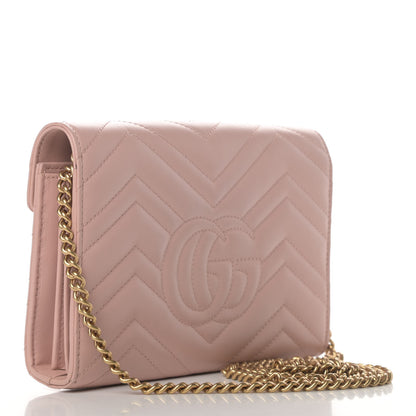 Gucci Calfskin Matelasse GG Marmont Chain Wallet Perfect Pink 2 of 5