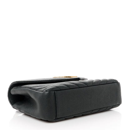 Saint Laurent Sheepskin Matelasse Chevron Monogram Medium College Bag Black 4 of 13