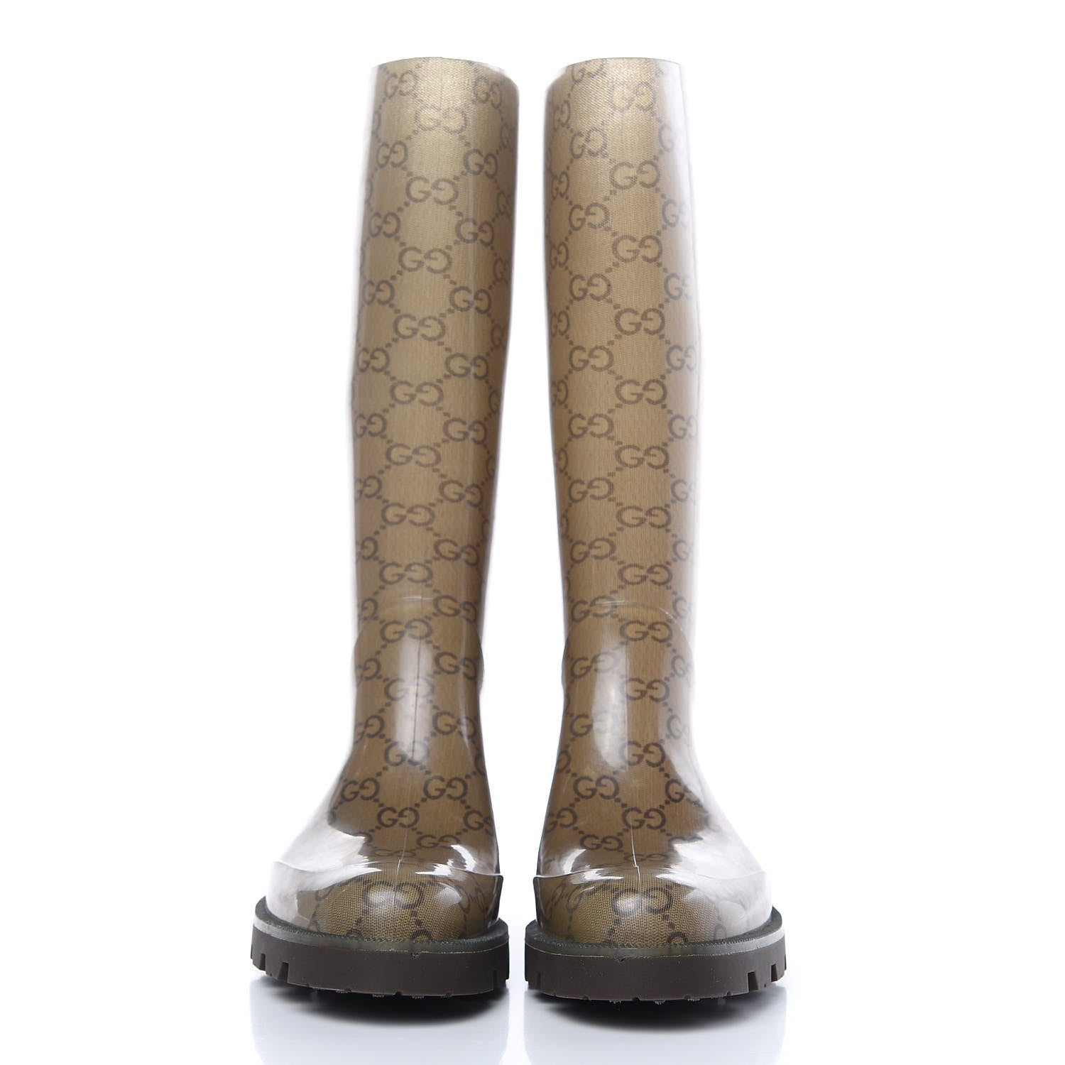 Gucci Rubber Monogram Edinburg Rain Boots 36 Transparent Cocoa 2 of 9