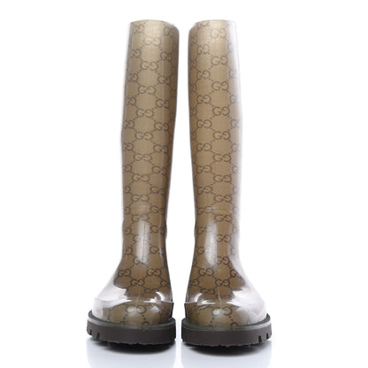 Gucci Rubber Monogram Edinburg Rain Boots 36 Transparent Cocoa 2 of 9