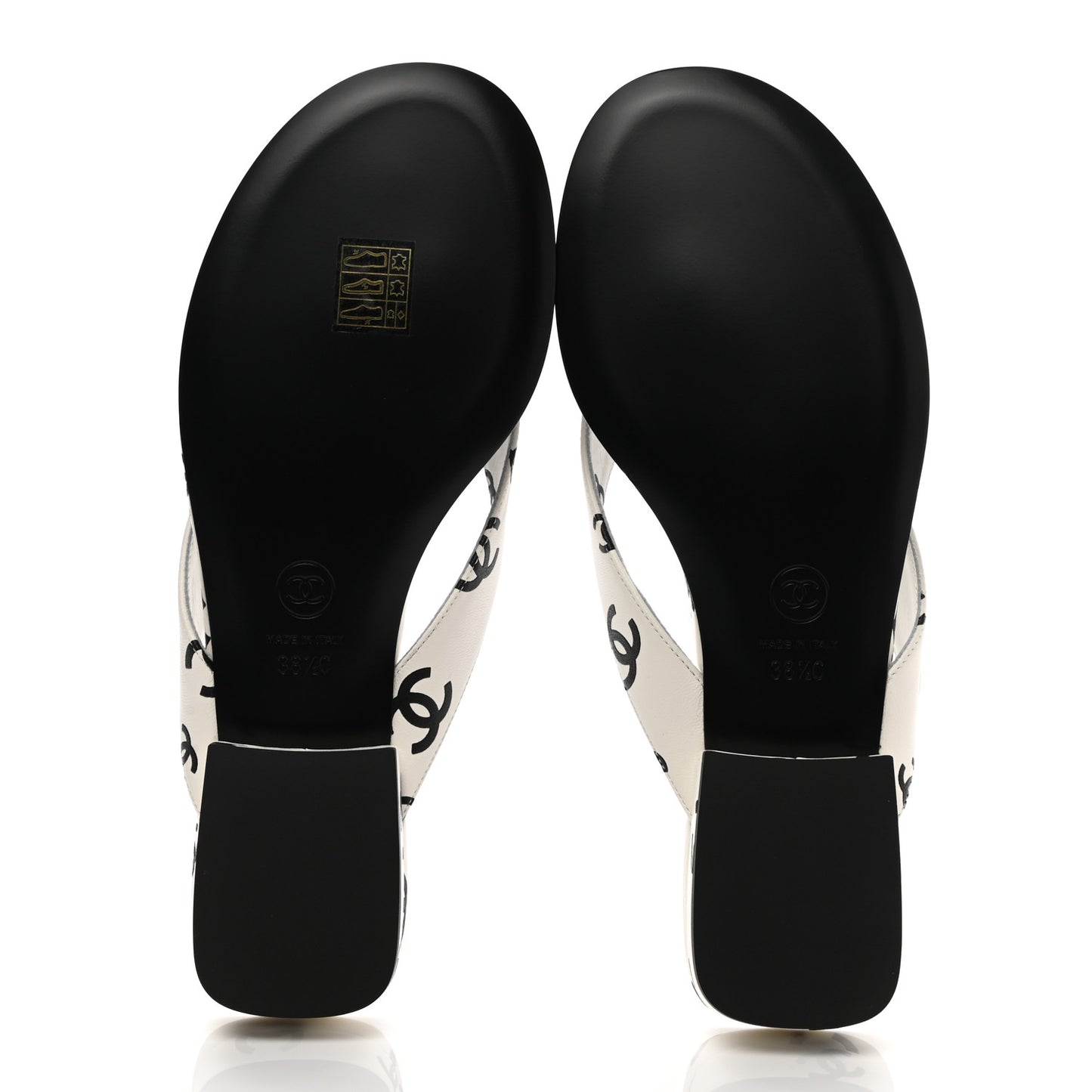 Printed Lambskin Coco Beach Thong Sandals 38.5 White Black
