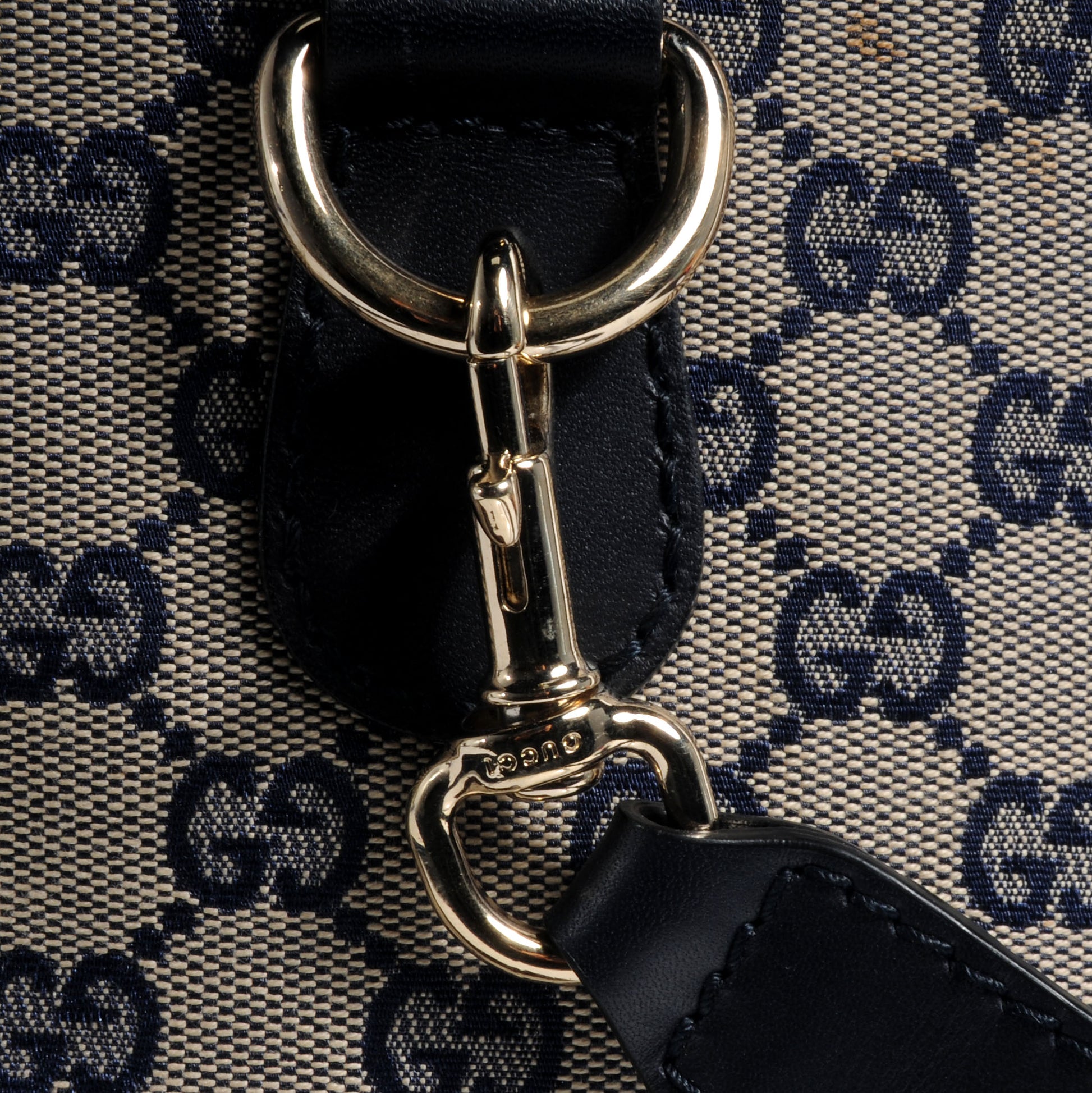 Gucci Monogram Selleria Calfskin Vintage Web Medium Boston Beige Blue 9 of 10