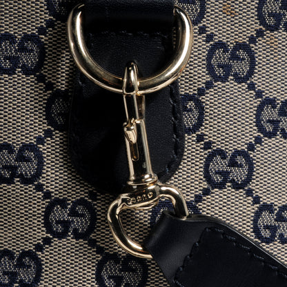 Gucci Monogram Selleria Calfskin Vintage Web Medium Boston Beige Blue 9 of 10