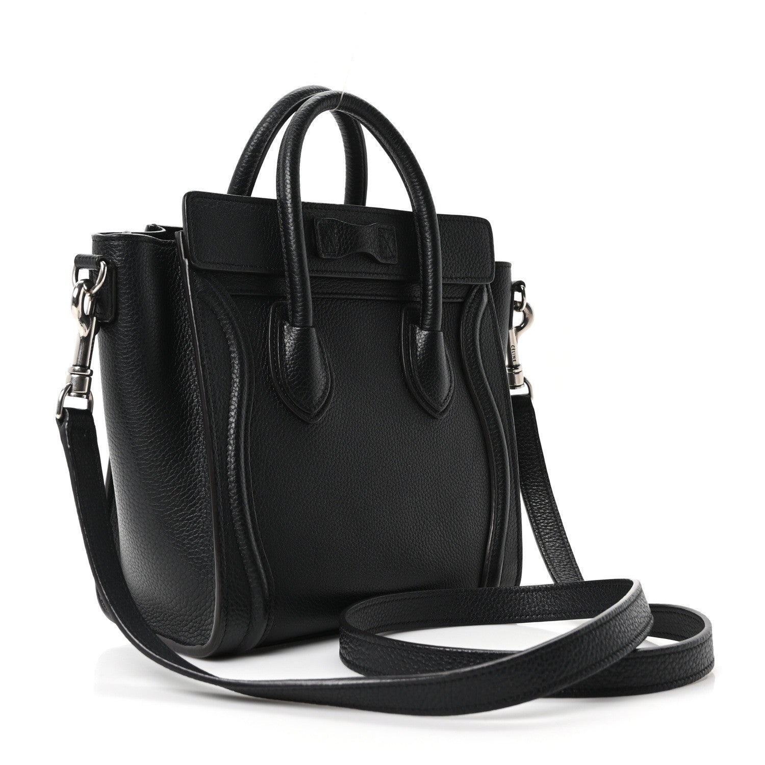 Celine Drummed Calfskin Nano Luggage Black 3 of 9