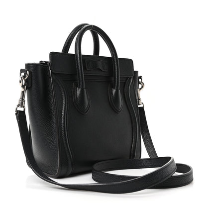 Celine Drummed Calfskin Nano Luggage Black 3 of 9