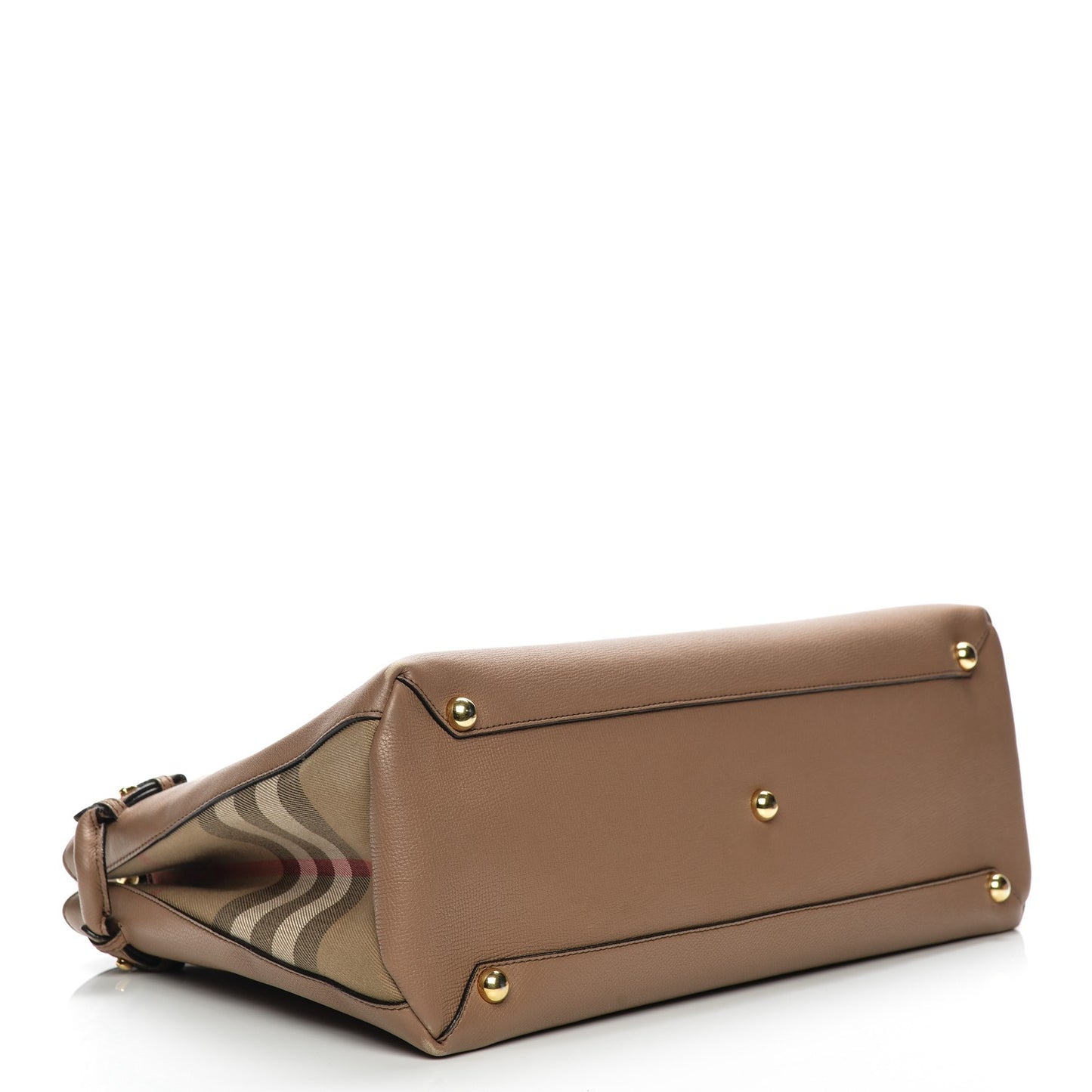 Grainy Calfskin House Check Large Banner Tote Dark Sand