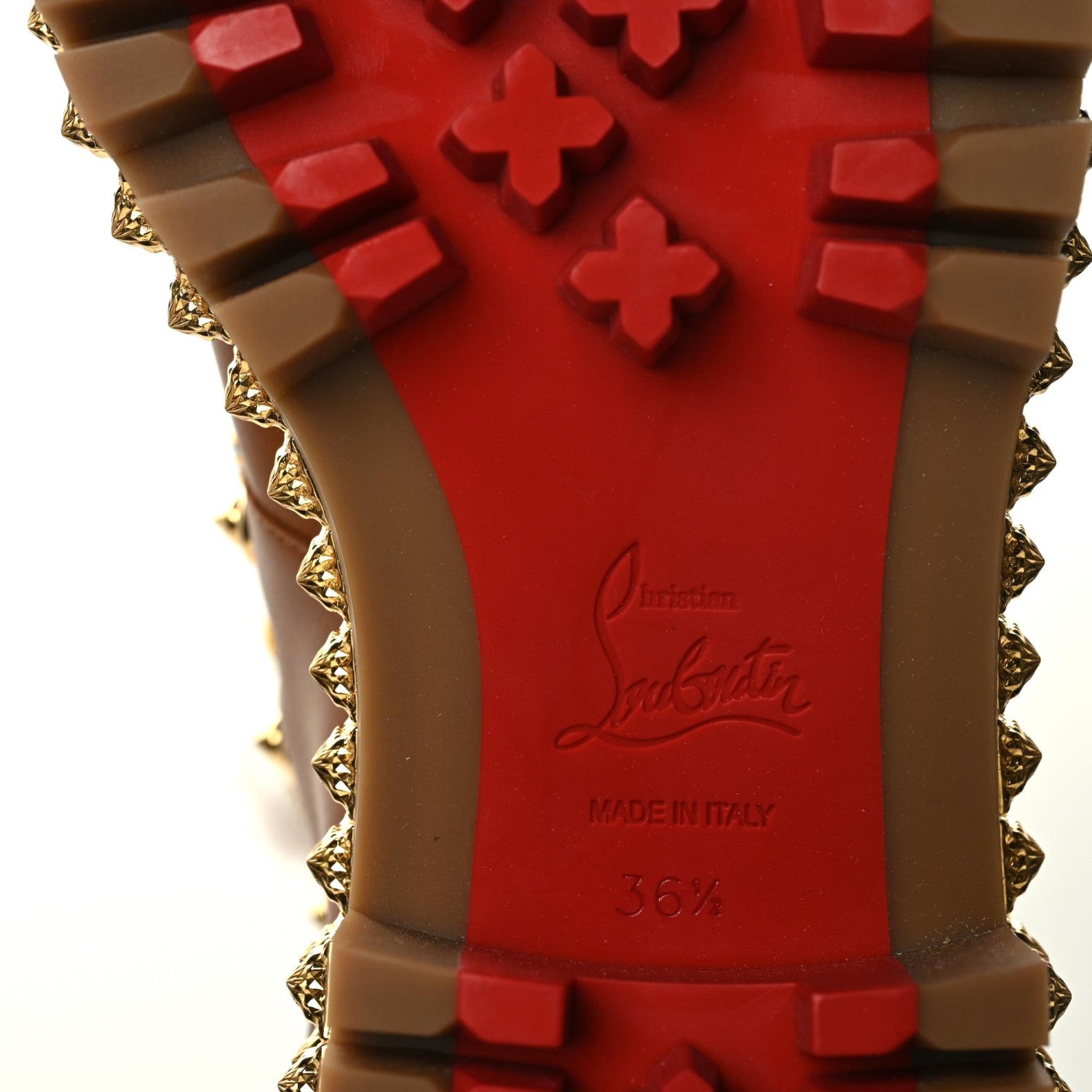 Christian Louboutin Calfskin Studded Shearling Yeti Donna Boots 36.5 Natural 6 of 6