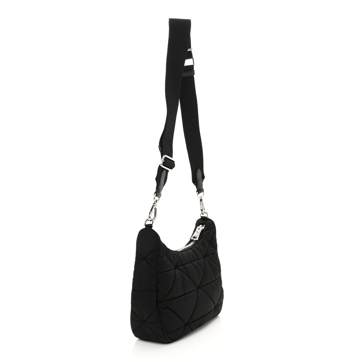Prada Re-Nylon Triangle Padded Patchwork Shoulder Bag Black 3 of 10