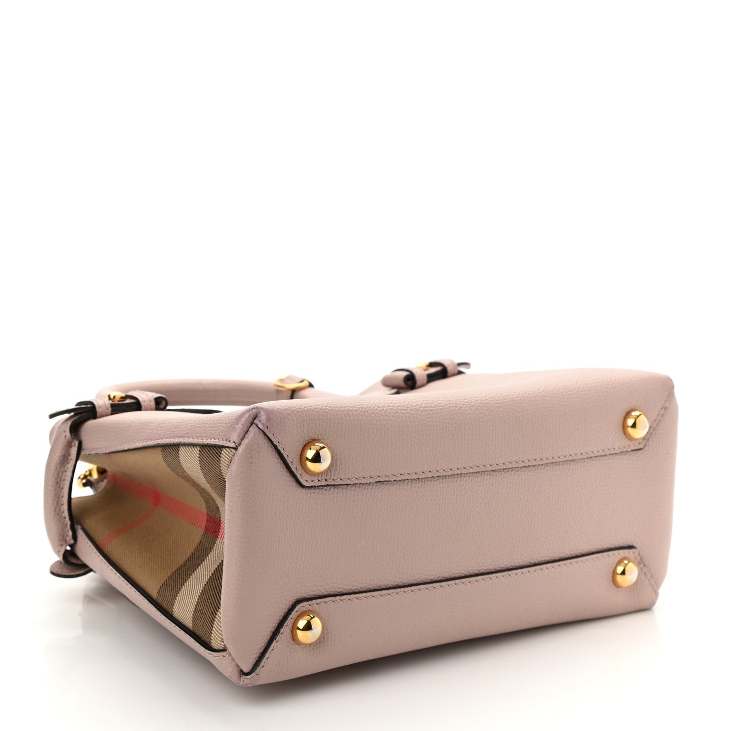 Grainy Calfskin House Check Small Banner Tote Pale Orchid