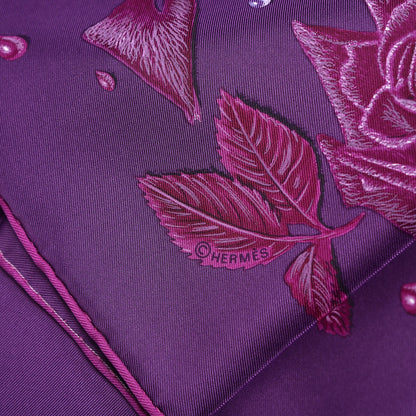 Hermes Silk La Rosee Scarf 90 Ultra Violet Parme Bougainville 6 of 6