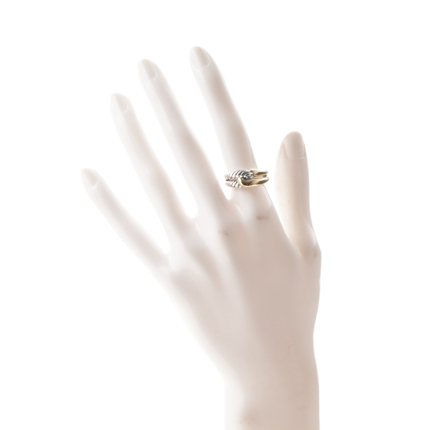 18k Yellow Gold Sterling Silver Single Loop Labyrinth Ring 6