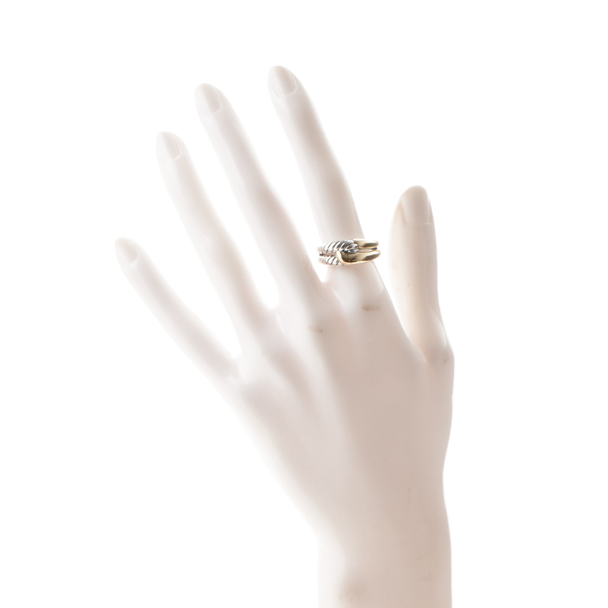 David Yurman 18k Yellow Gold Sterling Silver Single Loop Labyrinth Ring 6 2 of 4