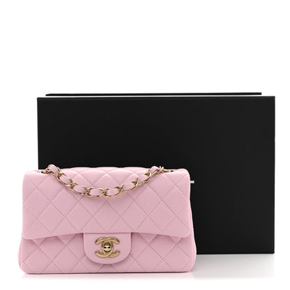 Chanel Lambskin Quilted Mini Rectangular Flap Light Pink 11 of 11