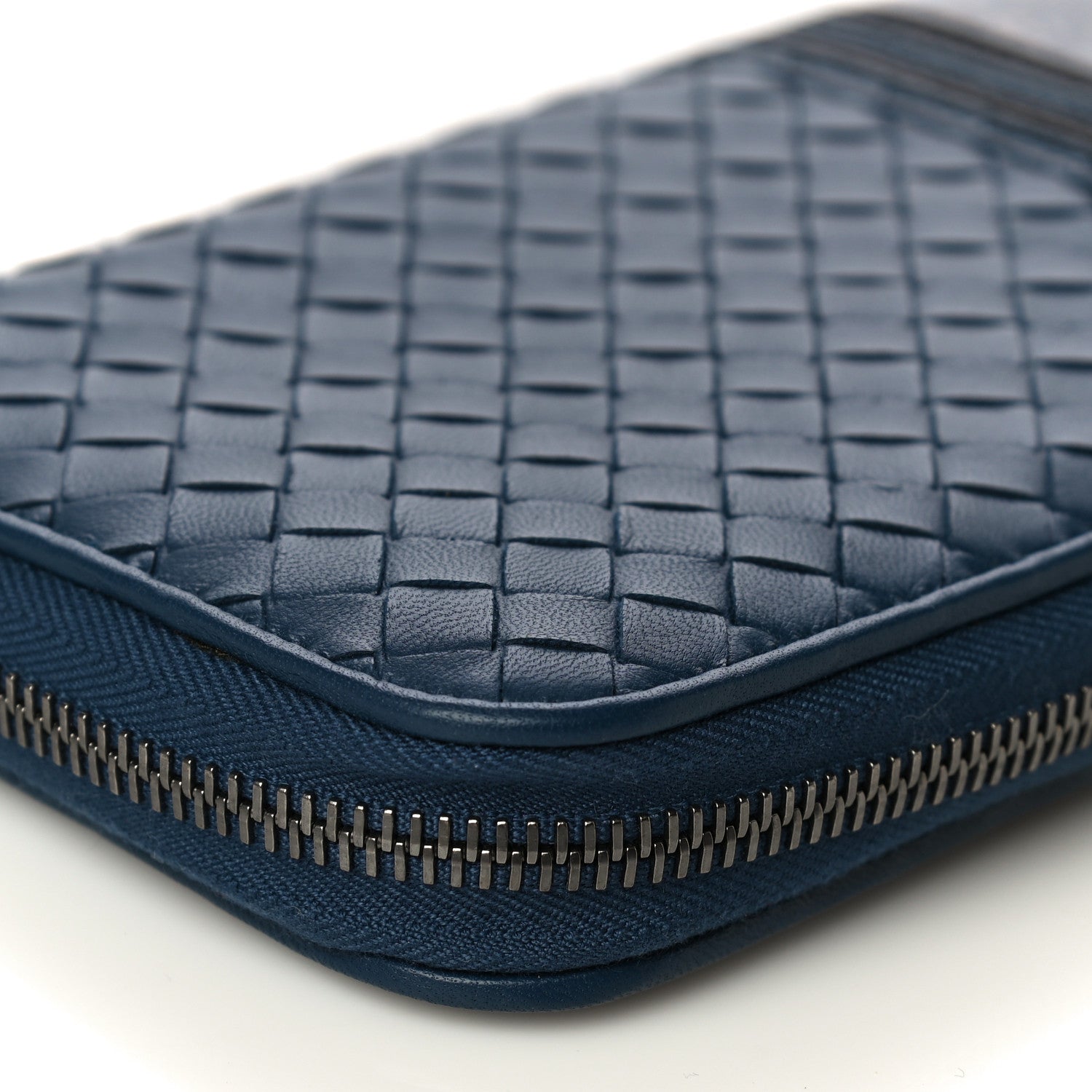 Bottega Veneta Nappa Embroidered Zip Around Wallet Blue 10 of 11