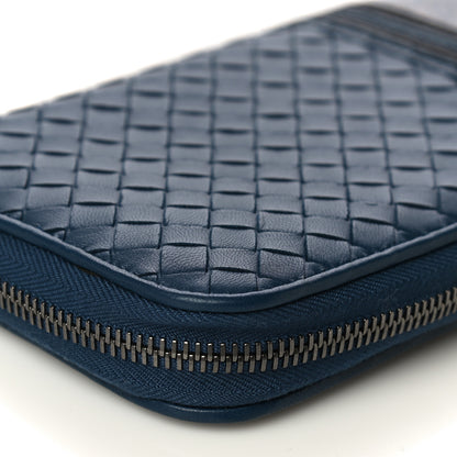 Bottega Veneta Nappa Embroidered Zip Around Wallet Blue 10 of 11