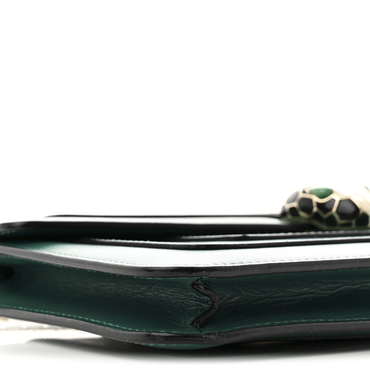 Bulgari Calfskin Serpenti Forever Flap Clutch  Emerald Green 9 of 12
