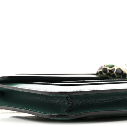 Bulgari Calfskin Serpenti Forever Flap Clutch  Emerald Green 9 of 12
