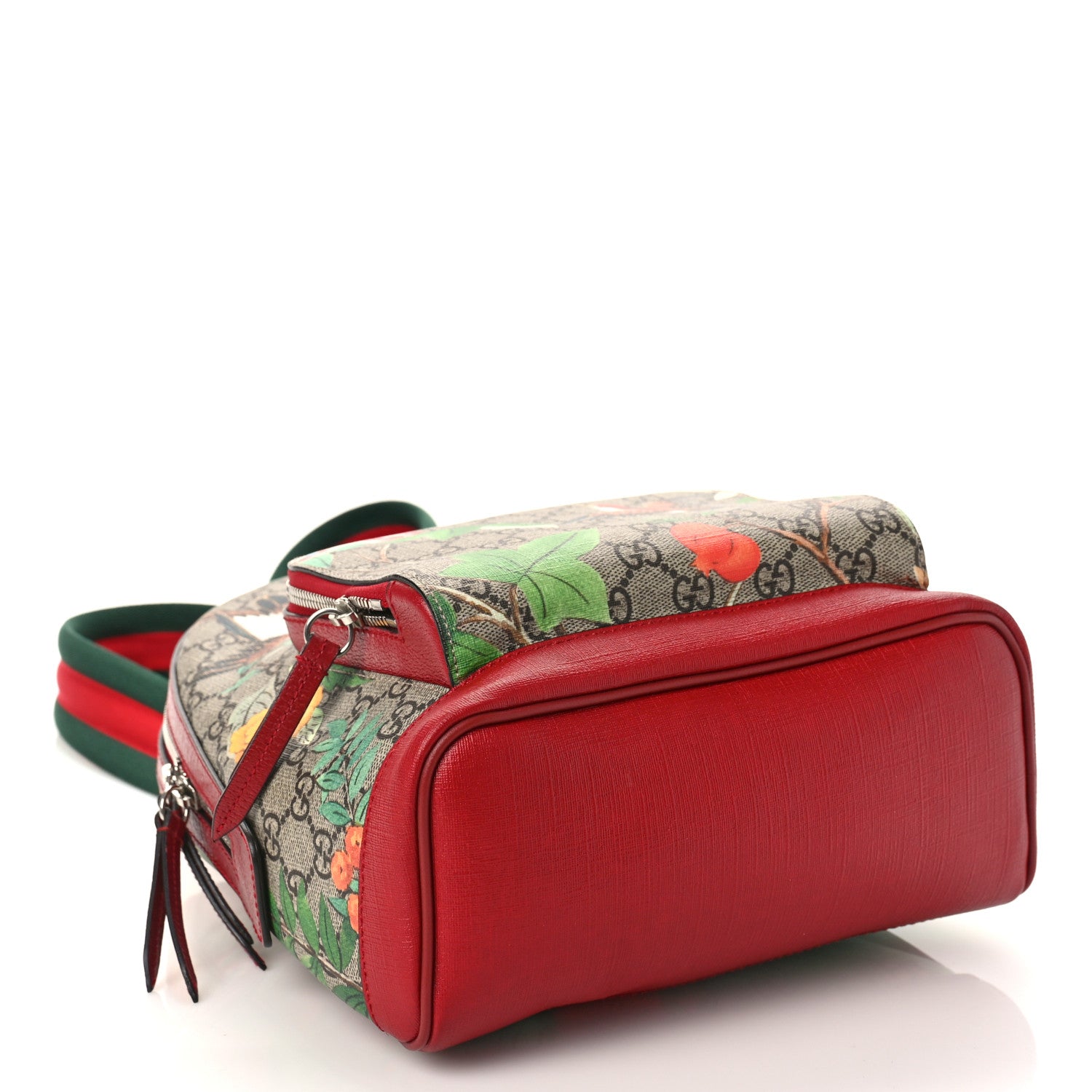 Gucci GG Supreme Monogram Tian Web Small Day Backpack Beige Multicolor Red 4 of 9