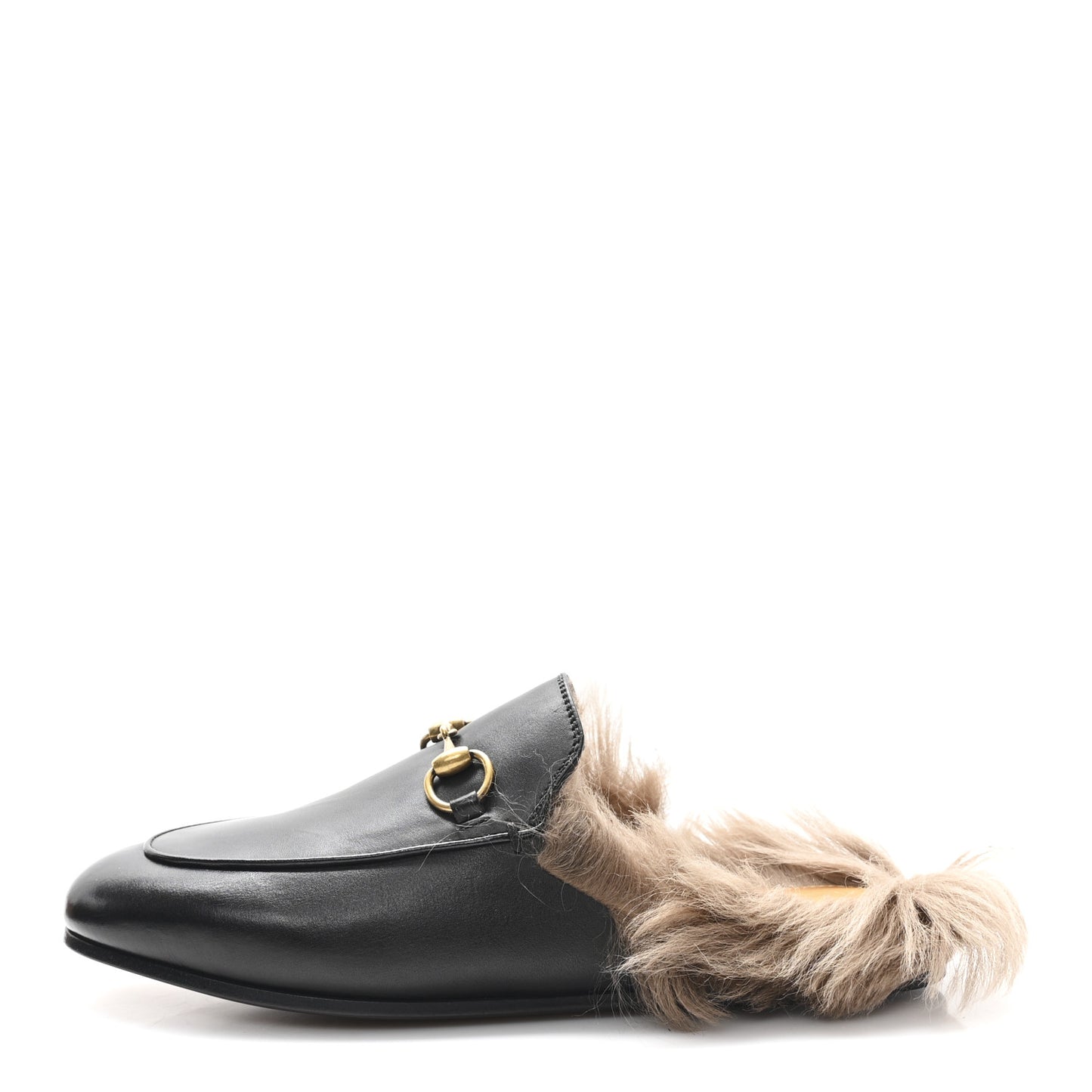 Calfskin Fur Womens Princetown Slippers 36 Black