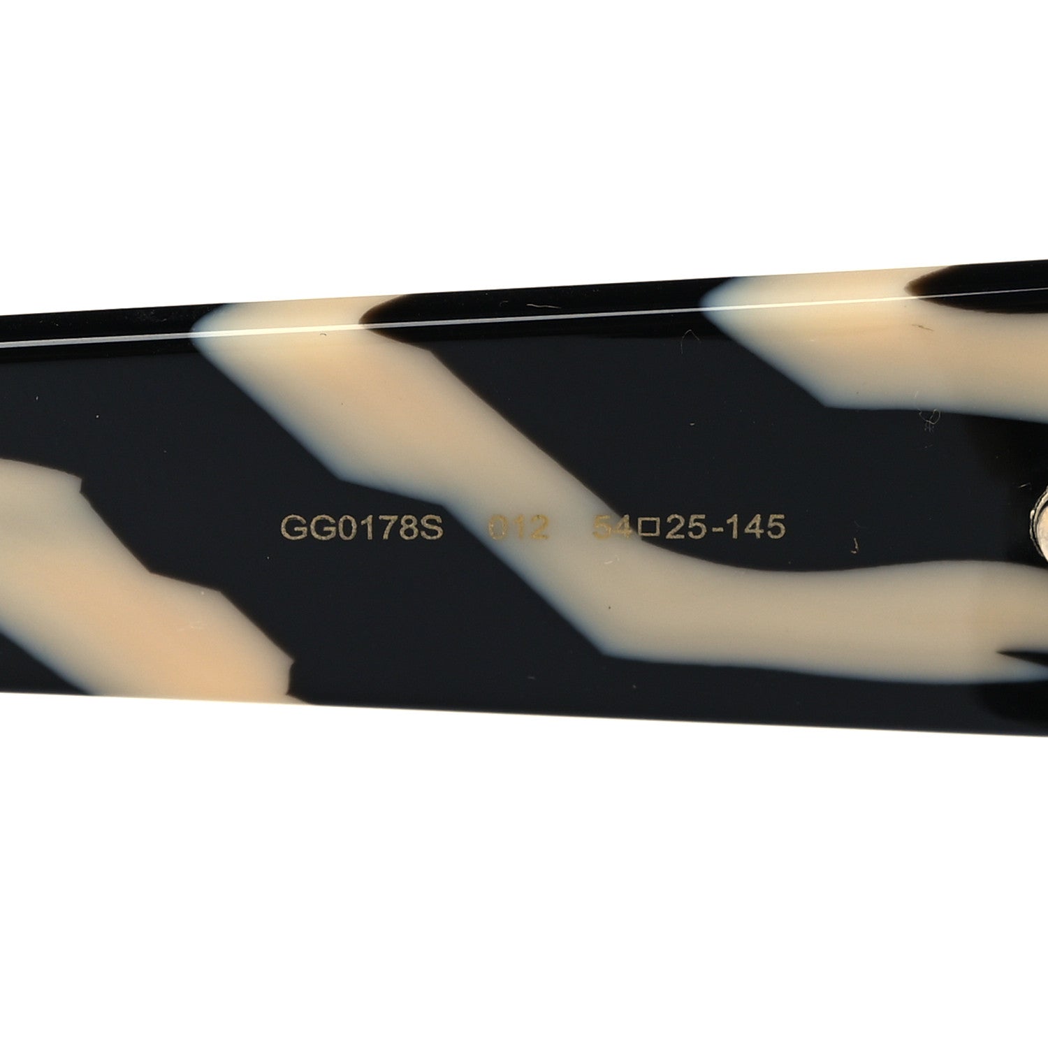 Gucci Acetate Square Frame Striped GG0178S Sunglasses Black Ivory 7 of 8