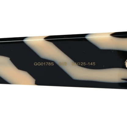 Gucci Acetate Square Frame Striped GG0178S Sunglasses Black Ivory 7 of 8