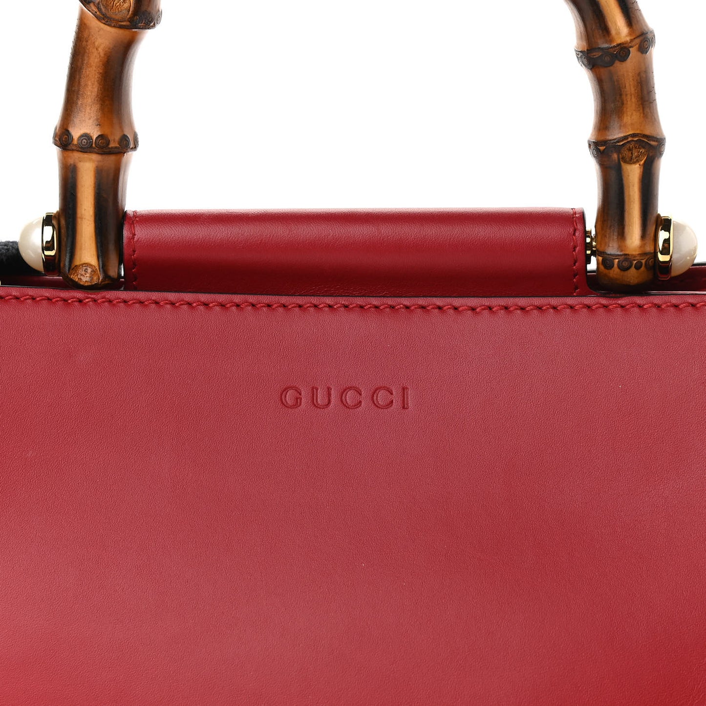 Nappa Bamboo Web Mini Nymphaea Top Handle Bag Hibiscus Red