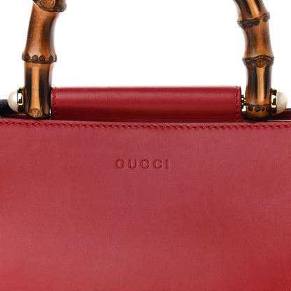 Gucci Nappa Bamboo Web Mini Nymphaea Top Handle Bag Hibiscus Red 10 of 15