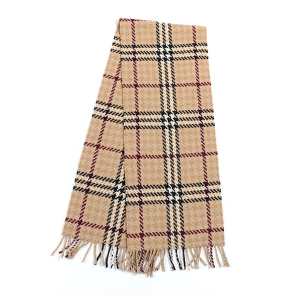 Burberry Cashmere Wool Houndstooth Check Fringe Scarf Archive Beige 2 of 3