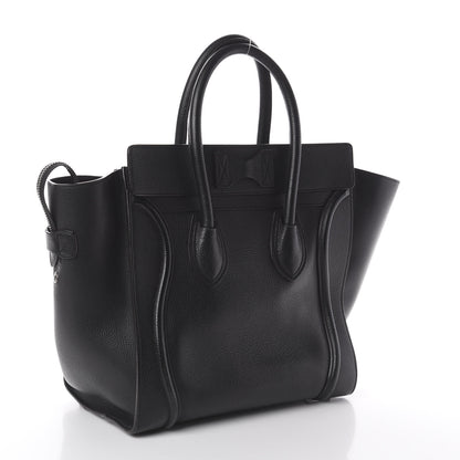 Celine Drummed Calfskin Mini Luggage Black 2 of 7